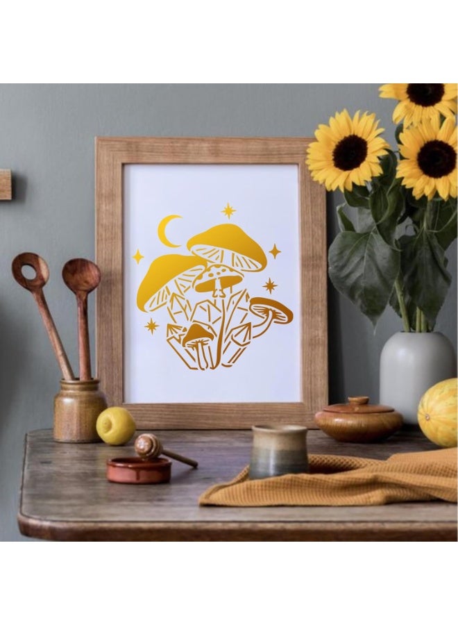 20 Pieces Mushroom Mould, Reusable Boho Mushroom Flowers Moon Moulds for Painting on Wood, Fabric, Tile, Book Porcelain, Fabric and Pillows DIY Decorations Craft Projects (20 Pieces Mushroom 5.1) - Image 4